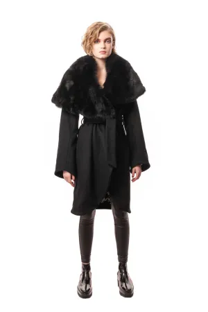 Celia Cashmere Coat with Detachable Fur Collar