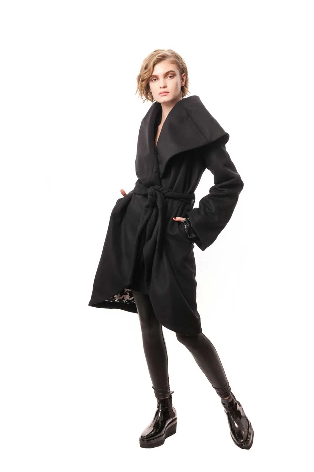 Celia Cashmere Coat with Detachable Fur Collar
