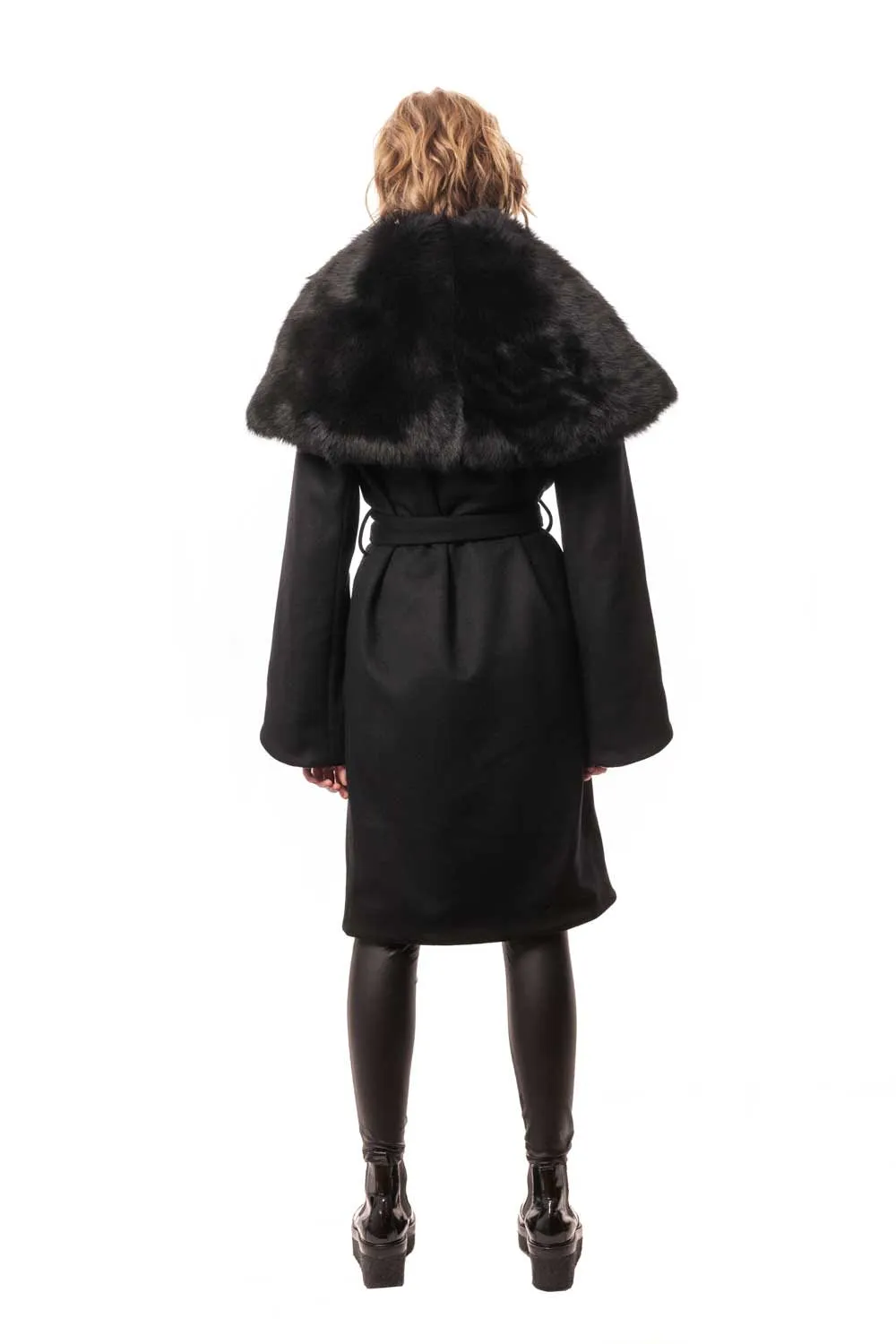 Celia Cashmere Coat with Detachable Fur Collar