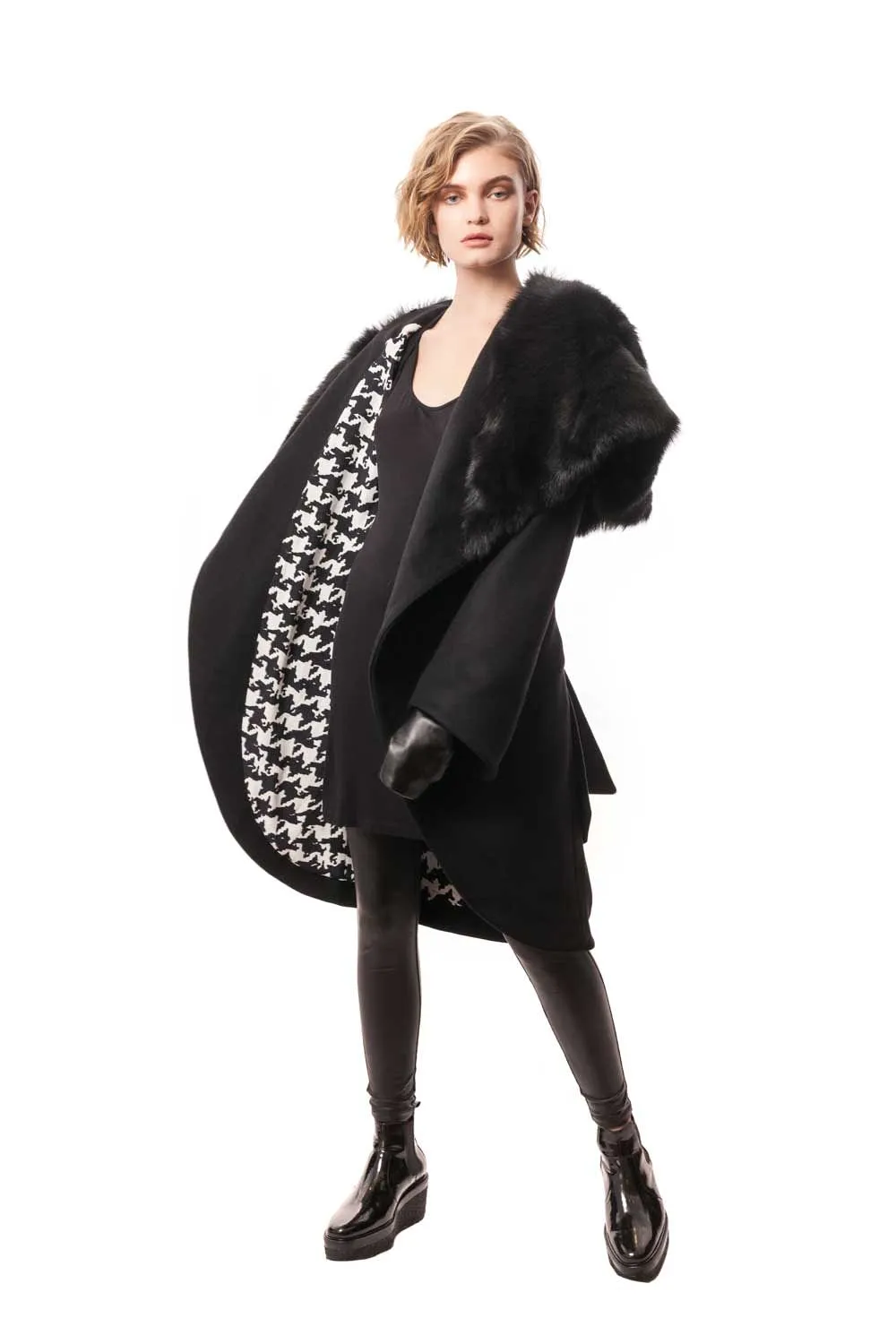 Celia Cashmere Coat with Detachable Fur Collar