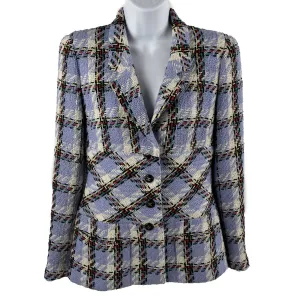 CHANEL - 95P 90s Vintage Campaign Runway Tweed Lilac Blazer Size 42 US L