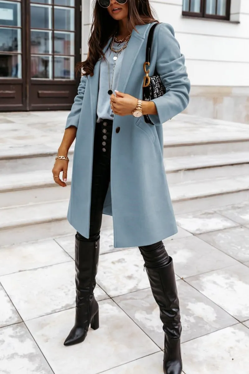 Chouyatou Women's Winter Wool Coat Shawl Collar Business Casual One Button Midi Long Pea Coat