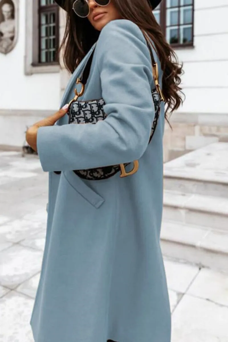 Chouyatou Women's Winter Wool Coat Shawl Collar Business Casual One Button Midi Long Pea Coat