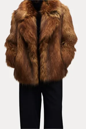 City street Faux fur elegant coat