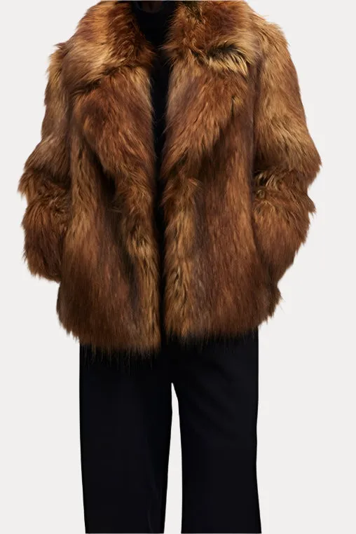 City street Faux fur elegant coat