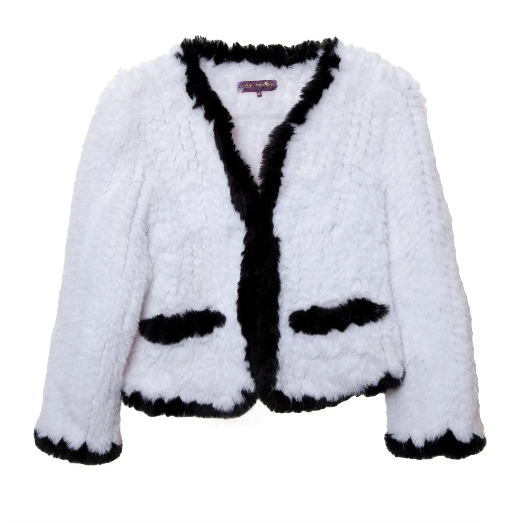 Coco Cardigan in Faux White/Black