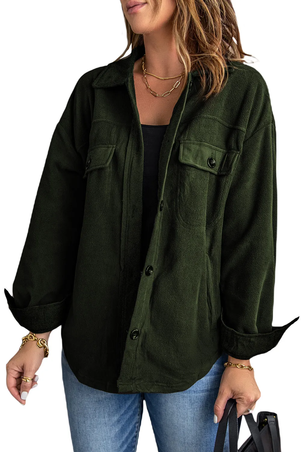Collar Buttoned Shirt Jacket