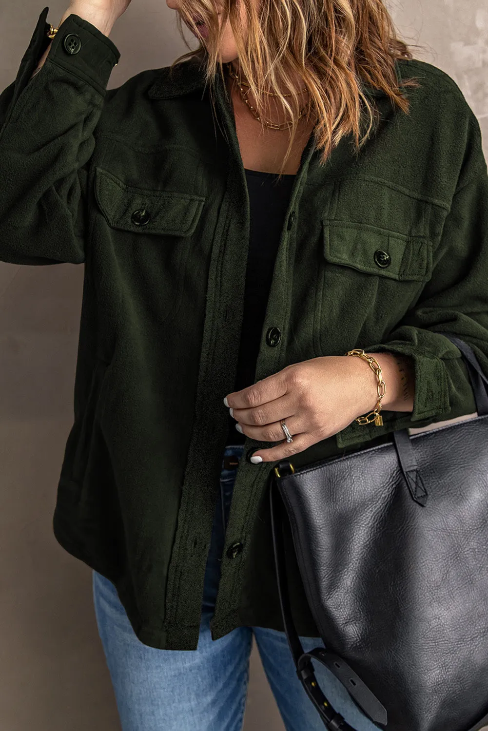 Collar Buttoned Shirt Jacket