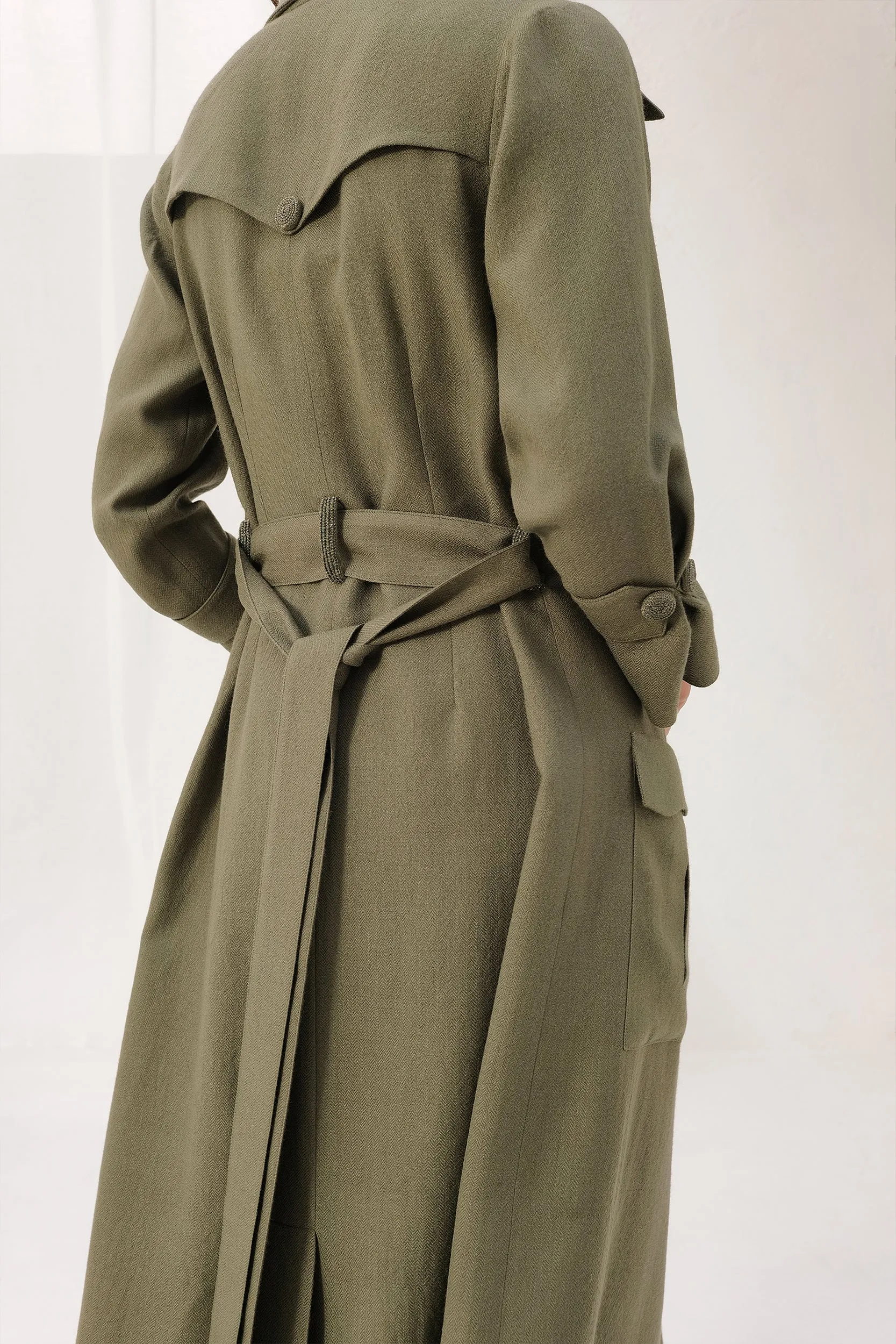 Cotswolds Woollen Trench (Moss)