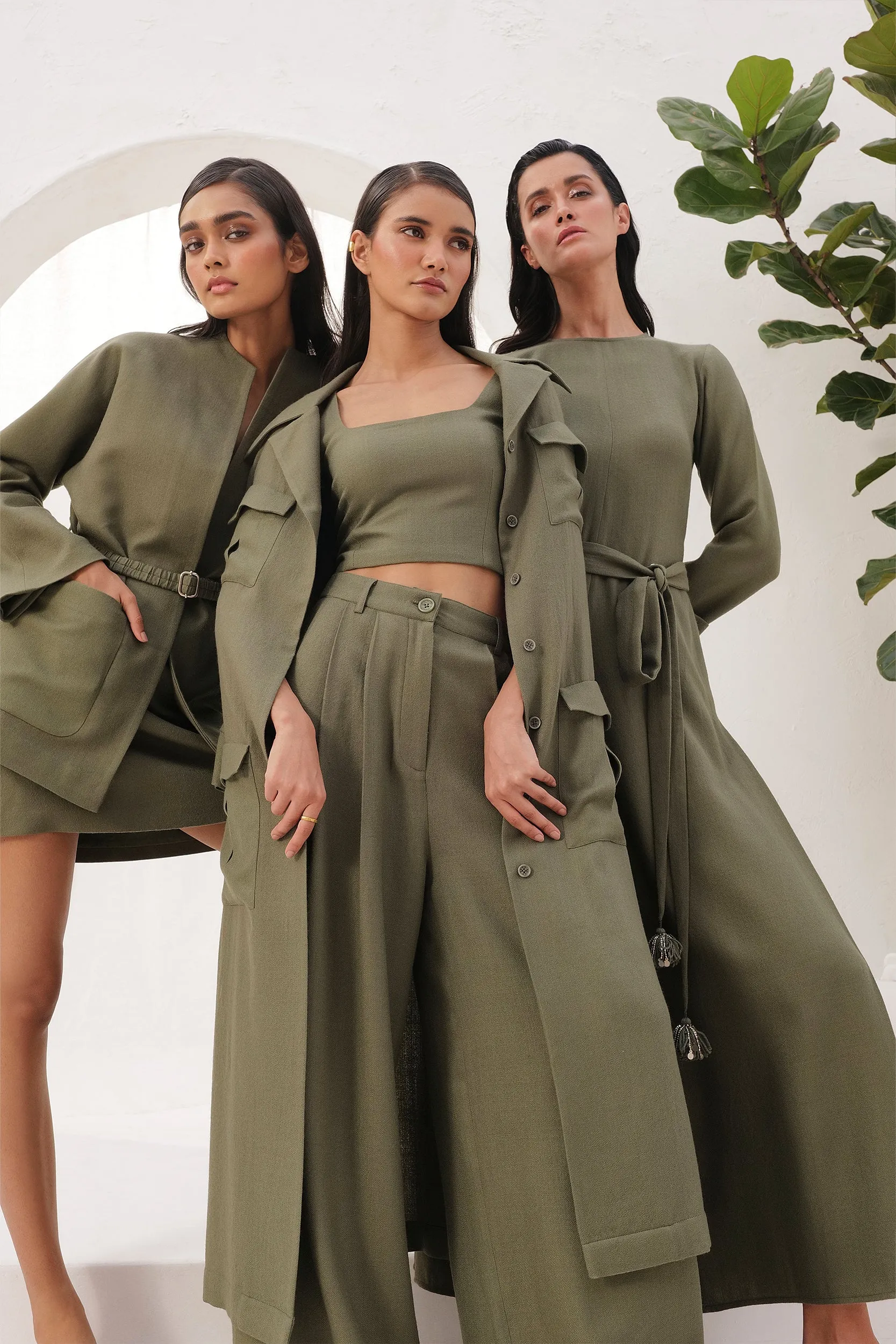 Cotswolds Woollen Trench (Moss)