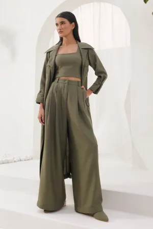 Cotswolds Woollen Trench (Moss)