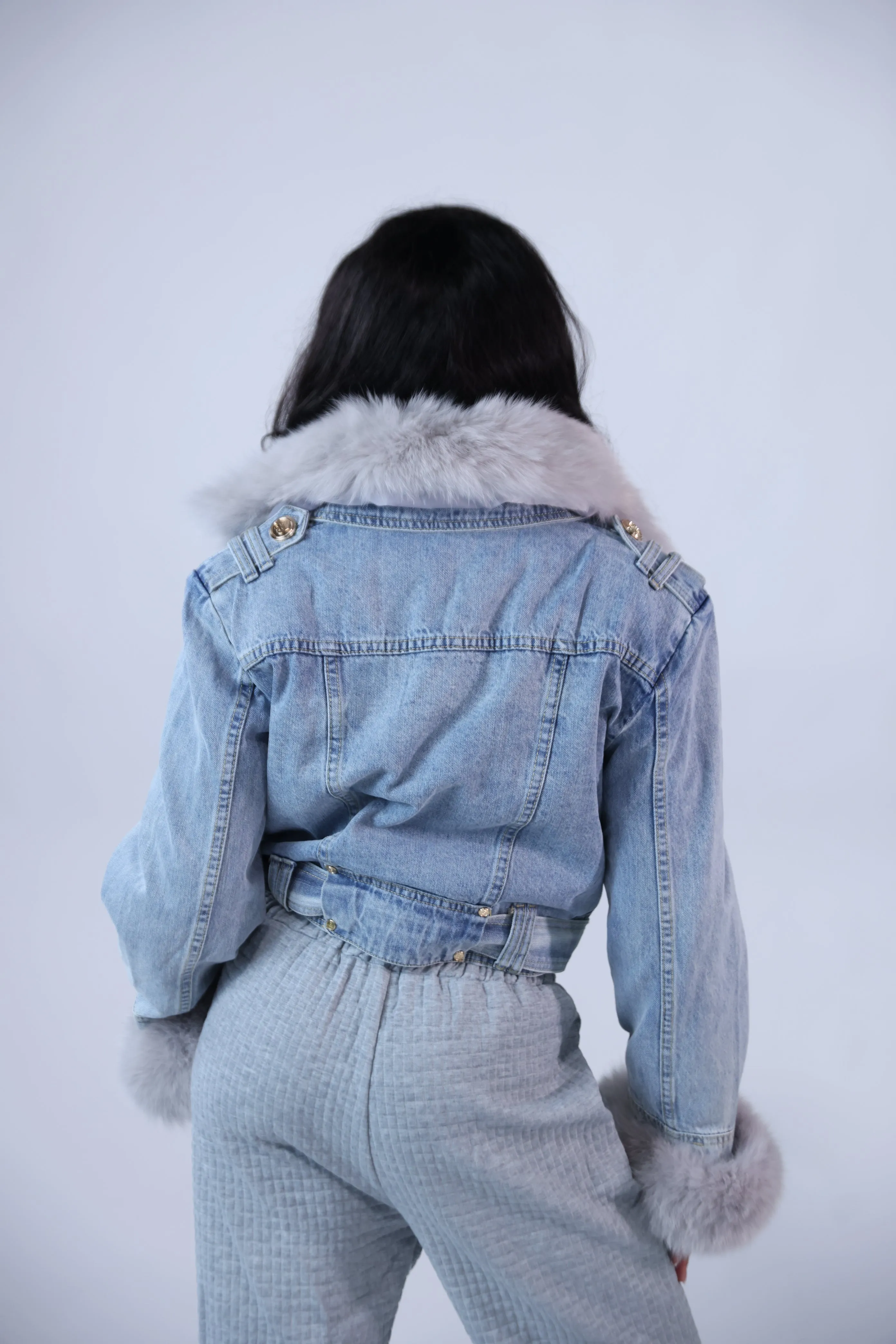Denim And Faux Fur Jacket