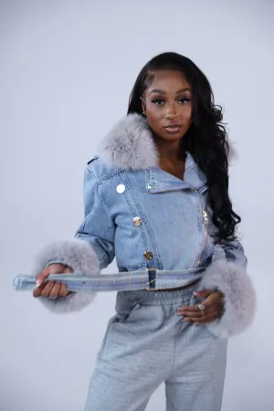 Denim And Faux Fur Jacket