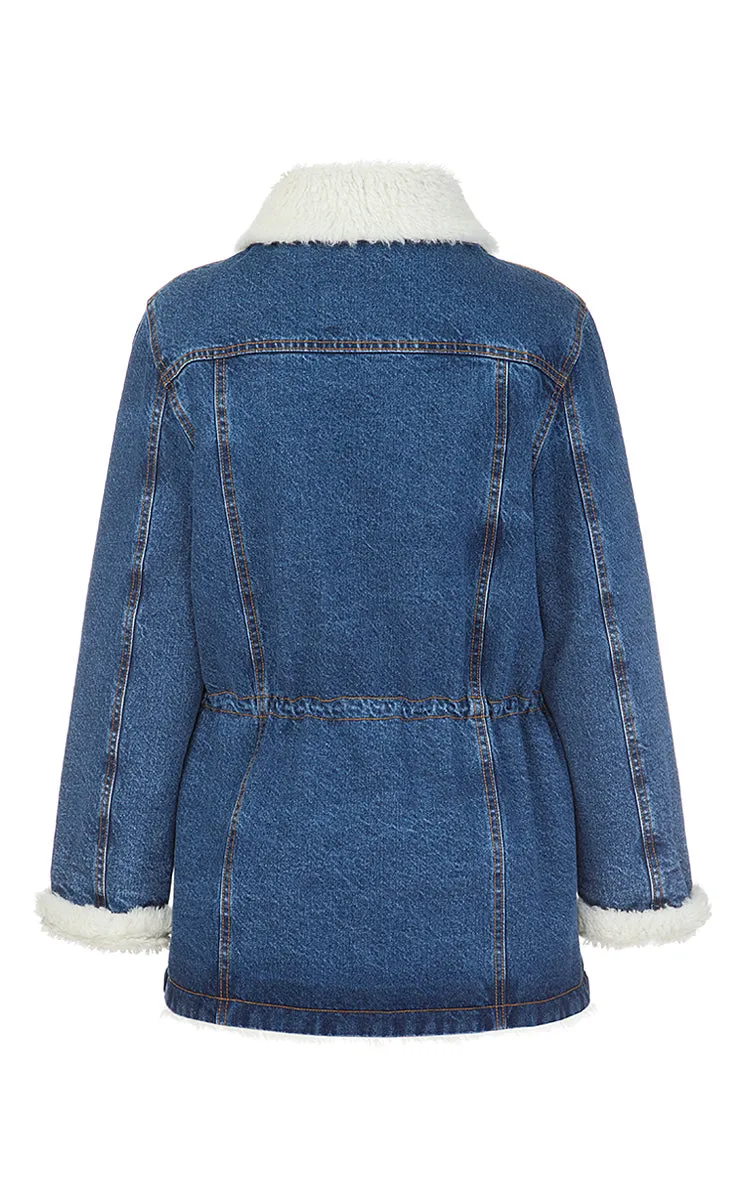 Denim Jacket with Faux Fur Lining