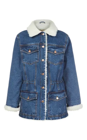 Denim Jacket with Faux Fur Lining