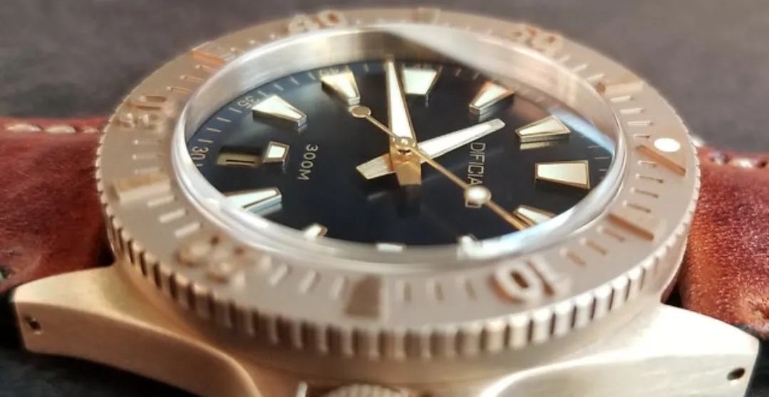 DIFICIANO Barracuda Brushed Blue Bronze 300m Dive Watch 36mm
