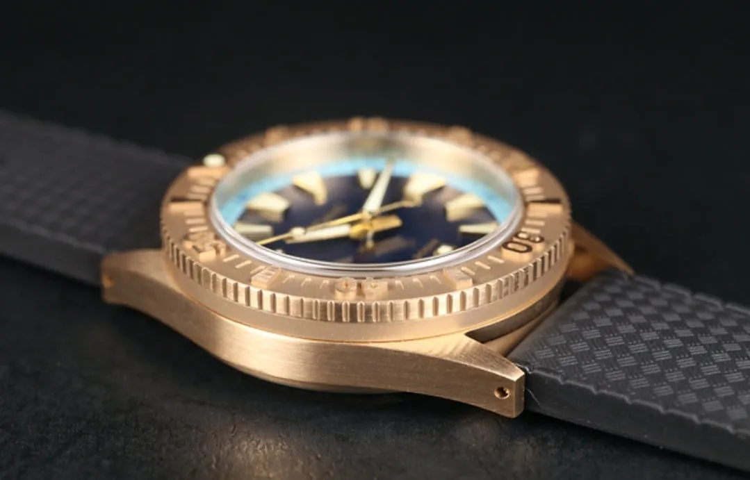 DIFICIANO Barracuda Brushed Blue Bronze Lumed chapter ring 300m Dive Watch 36mm
