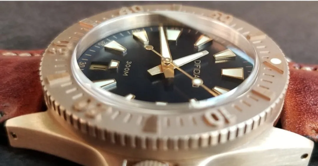 DIFICIANO Barracuda Brushed Green Bronze 300m Dive Watch 36mm