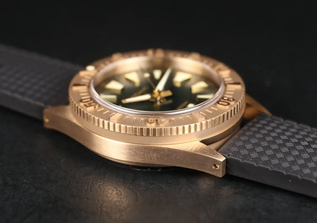 DIFICIANO Barracuda Brushed Green Bronze 300m Dive Watch 36mm