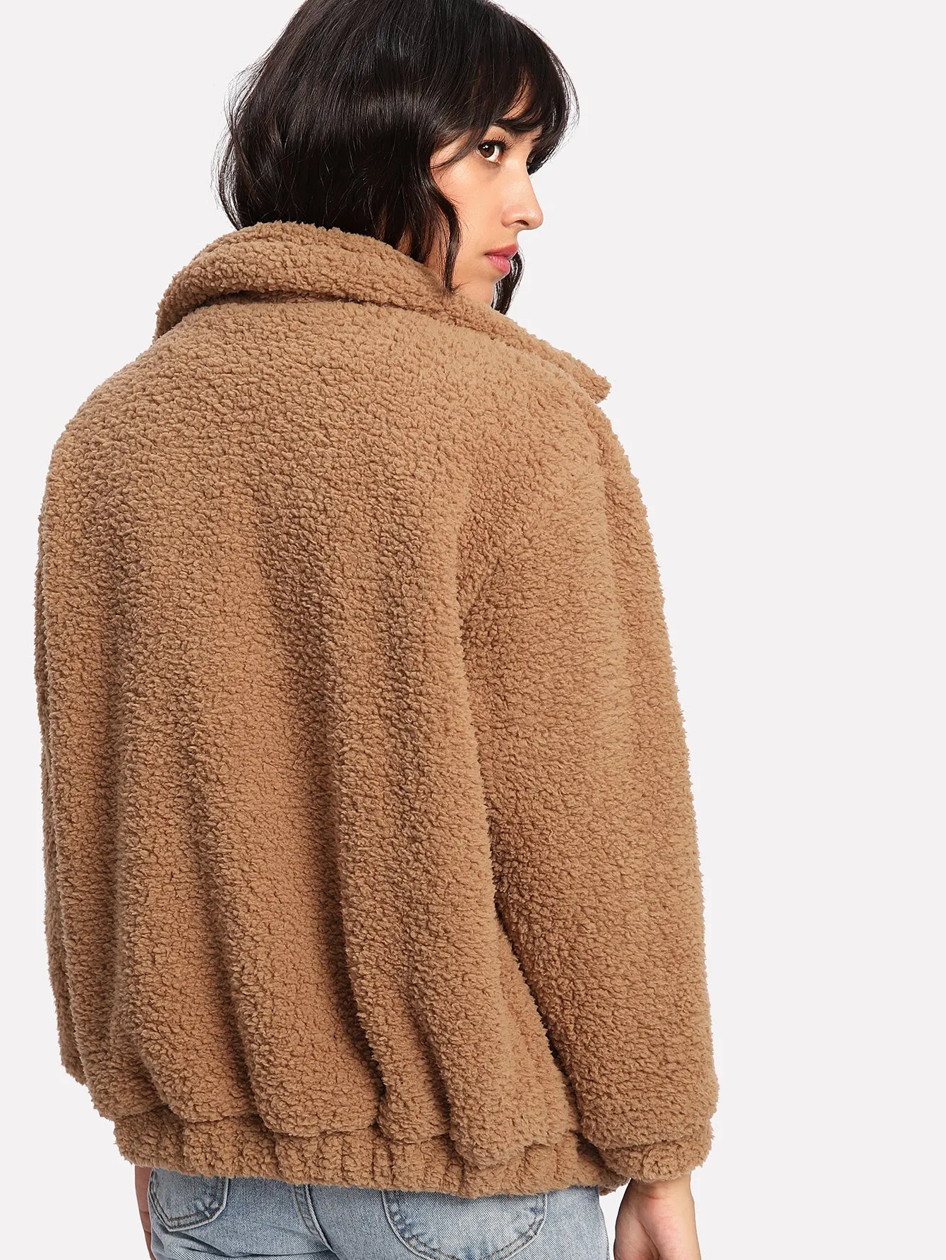 Dual Pocket Faux Fur Teddy Jacket