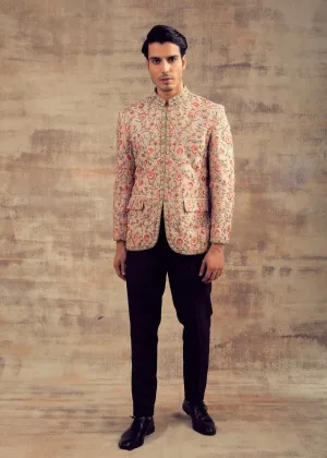 Dusty Rose Color Embroidered Jodhpuri Jacket