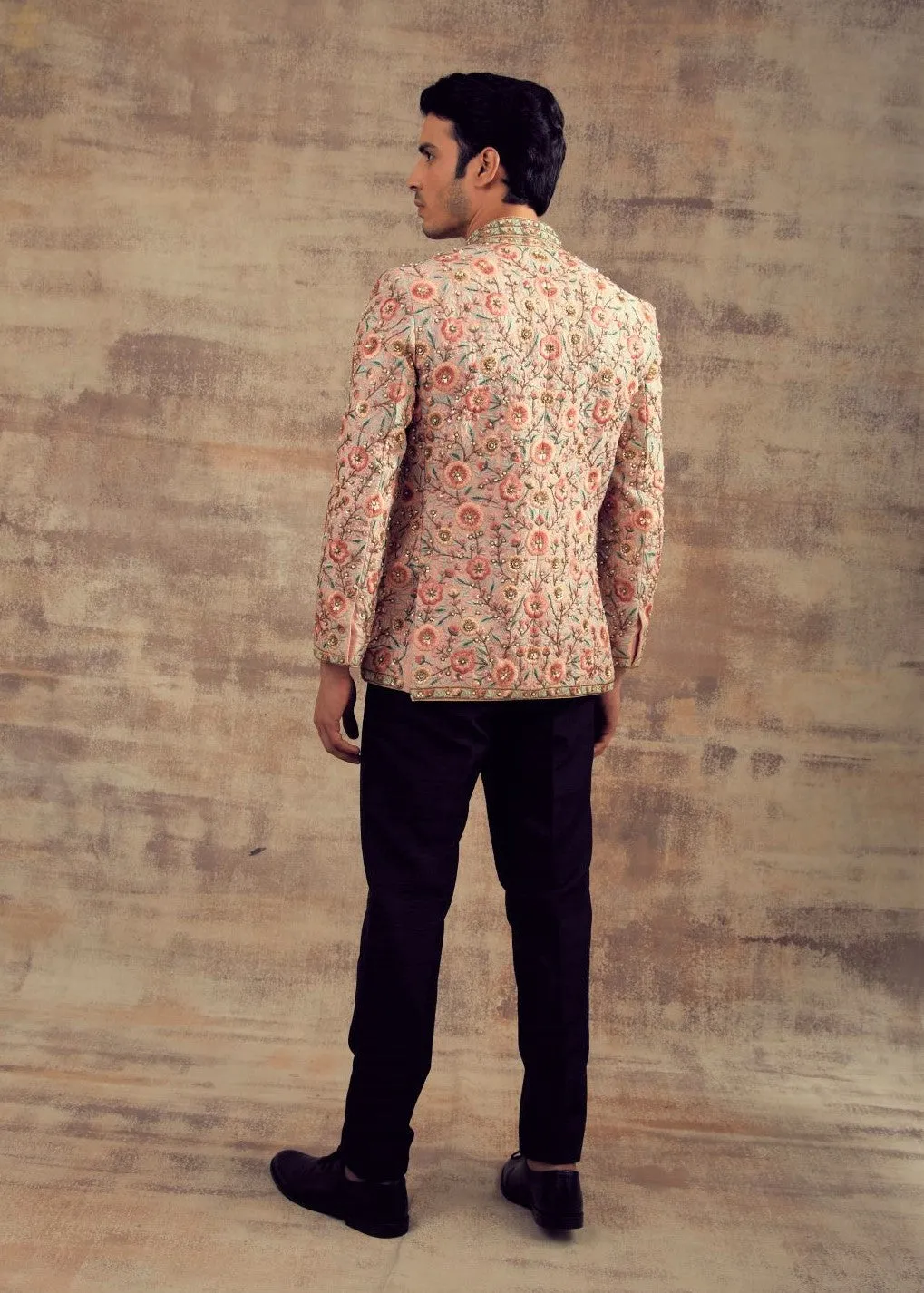 Dusty Rose Color Embroidered Jodhpuri Jacket