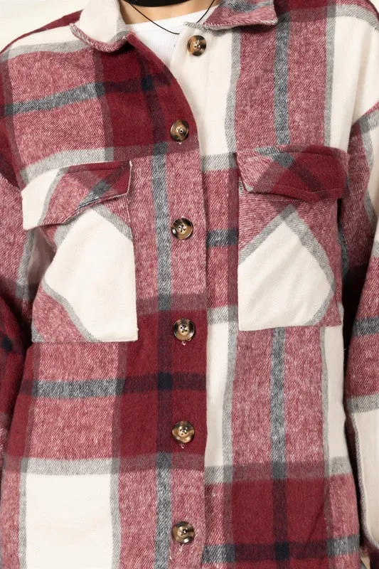 Ease Plaid Print Shacket