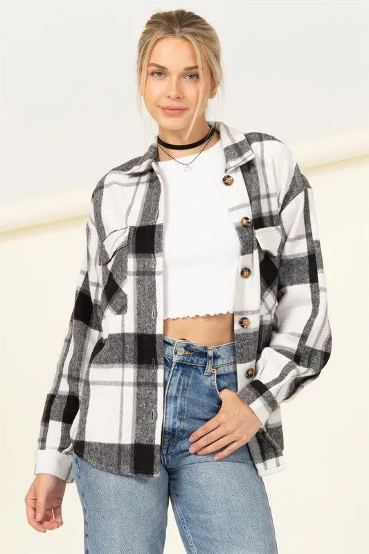 Ease Plaid Print Shacket