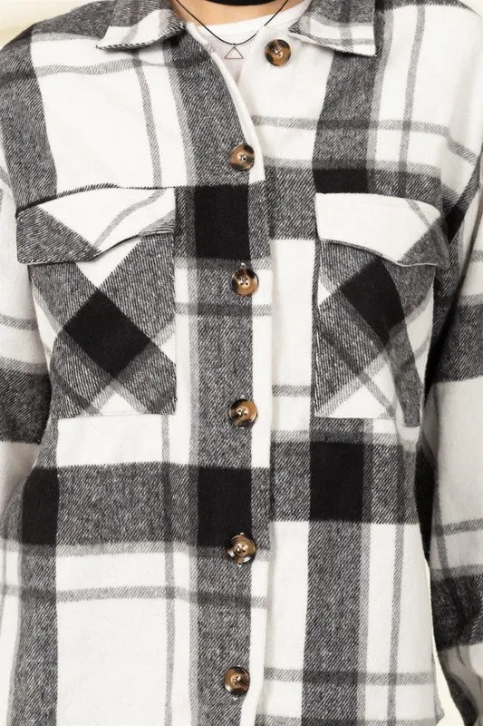 Ease Plaid Print Shacket