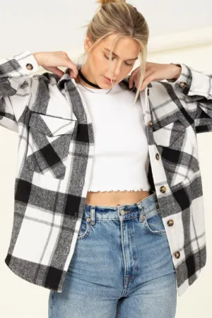 Ease Plaid Print Shacket