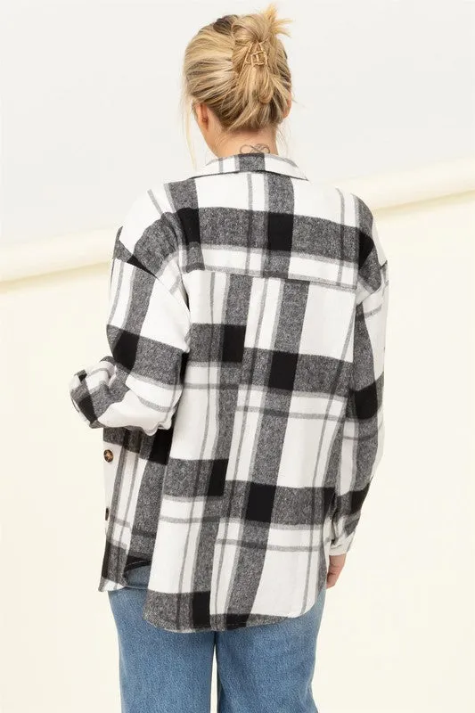 Ease Plaid Print Shacket