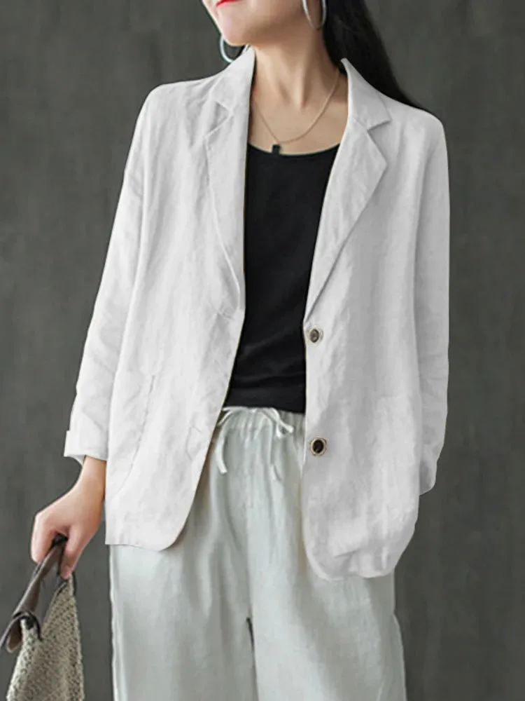 Elegant Solid Blazer Women Autumn Overcoats ZANZEA 2023 Casual Long Sleeve Single Button Coats Female Lapel Outwears Oversized