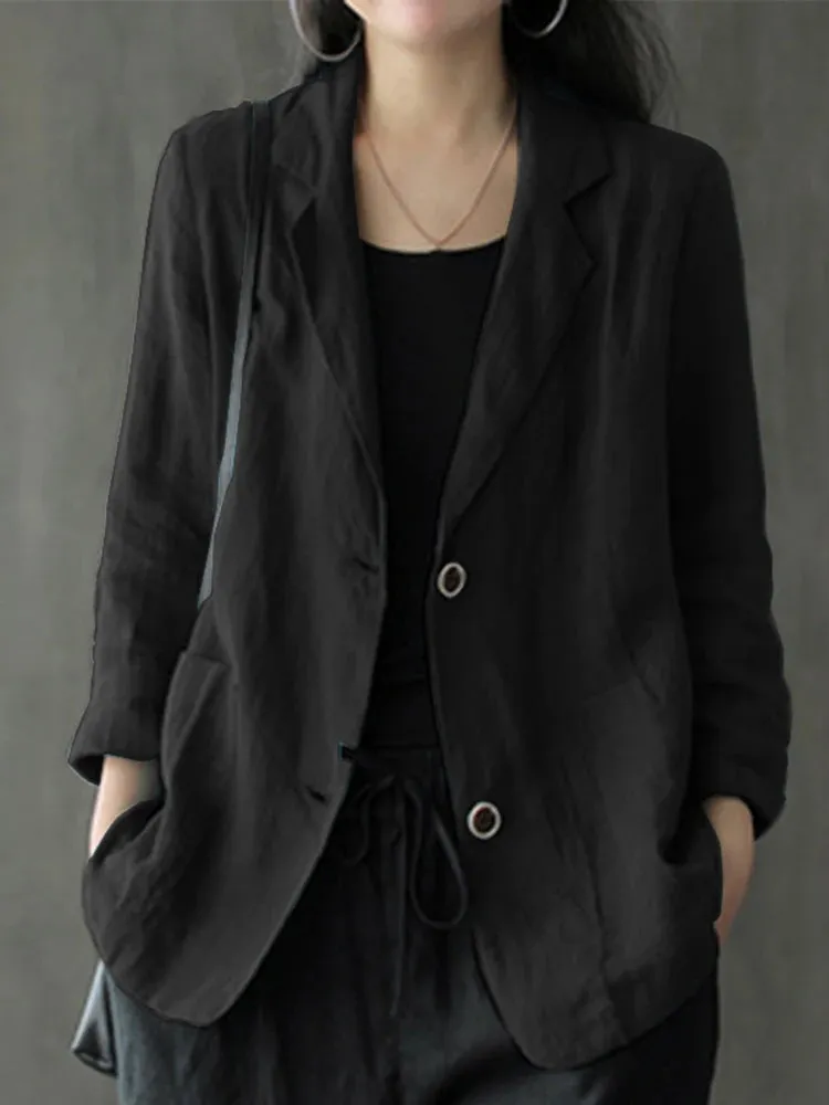 Elegant Solid Blazer Women Autumn Overcoats ZANZEA 2023 Casual Long Sleeve Single Button Coats Female Lapel Outwears Oversized