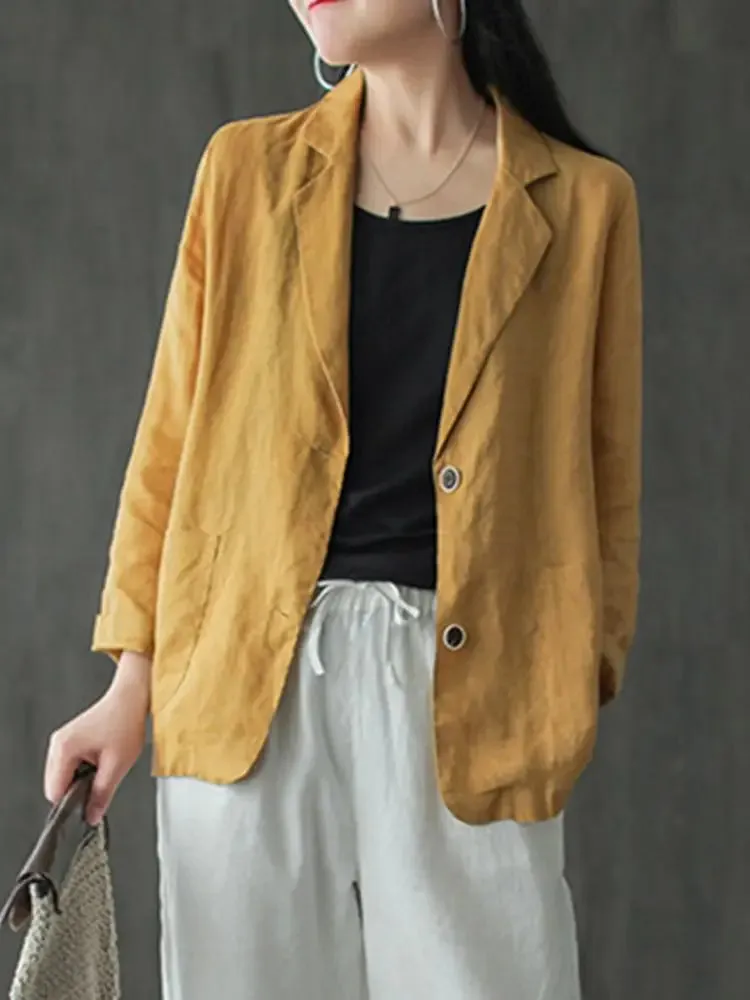 Elegant Solid Blazer Women Autumn Overcoats ZANZEA 2023 Casual Long Sleeve Single Button Coats Female Lapel Outwears Oversized