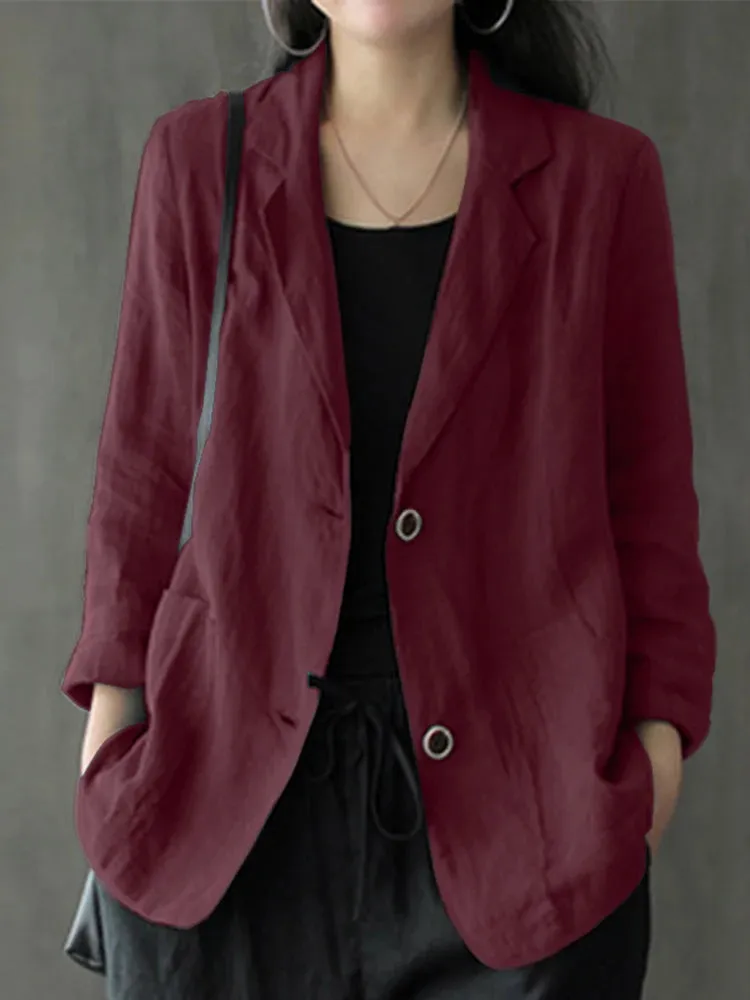 Elegant Solid Blazer Women Autumn Overcoats ZANZEA 2023 Casual Long Sleeve Single Button Coats Female Lapel Outwears Oversized