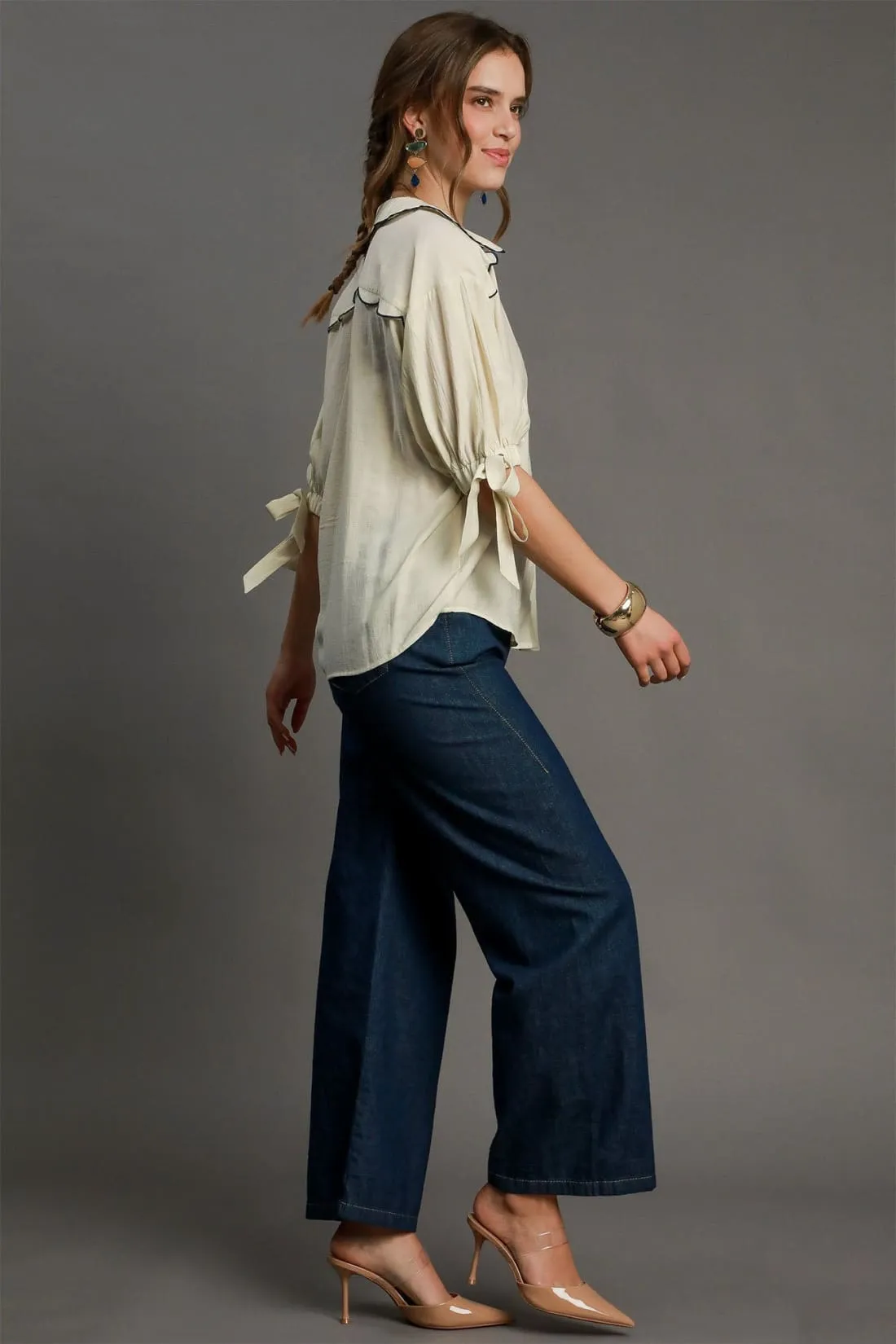 Embroidered Detail Button Down Shirt