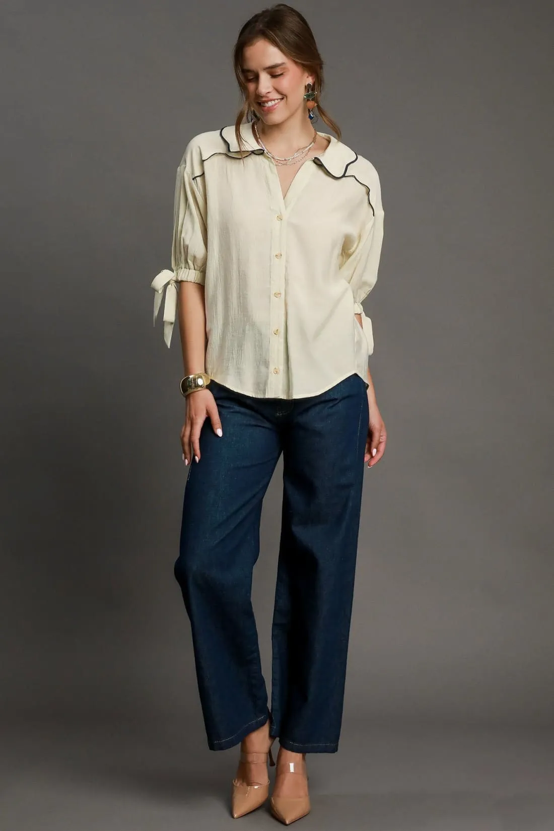 Embroidered Detail Button Down Shirt