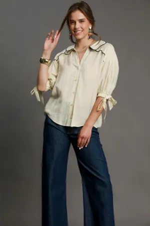 Embroidered Detail Button Down Shirt