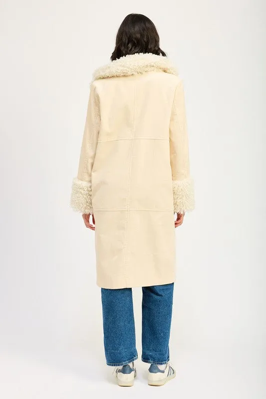 Emory Park FAUX FUR MID TRENCH COAT