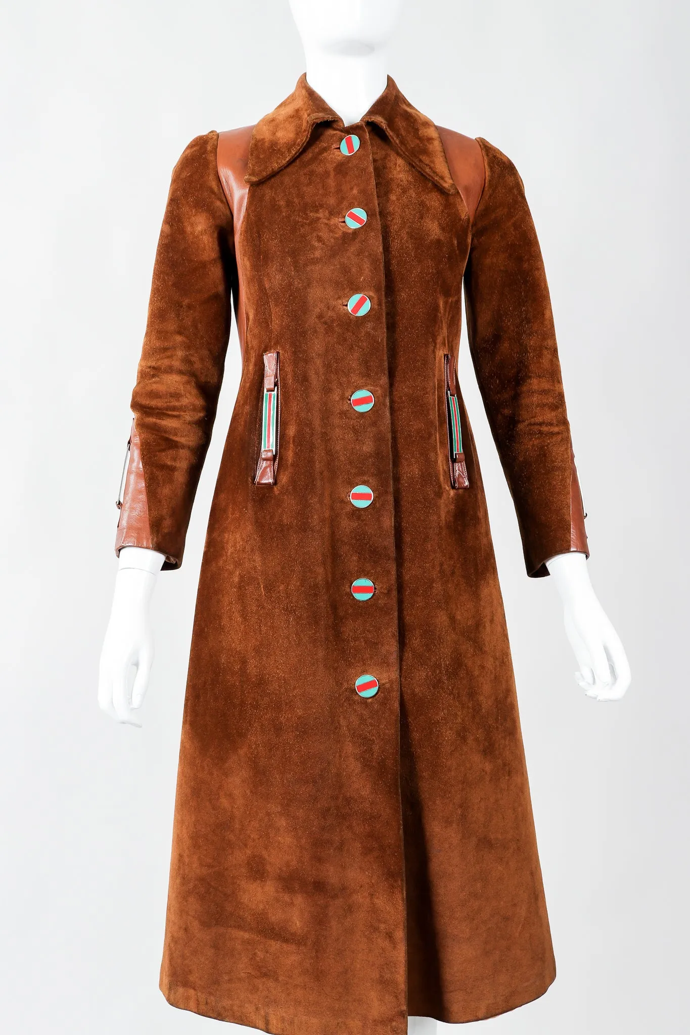 Enamel Stripe Suede Trench Coat