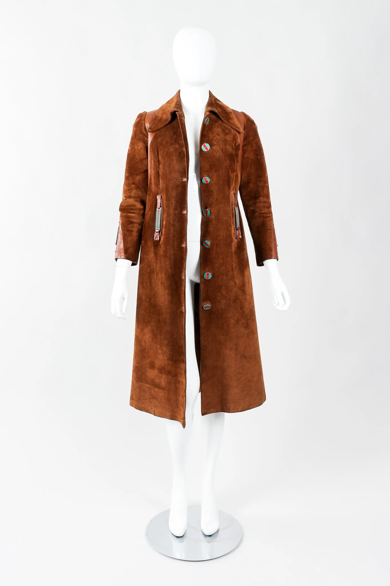 Enamel Stripe Suede Trench Coat