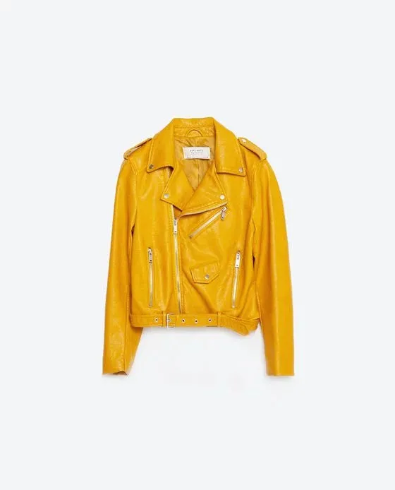 Europen style bomber orange leather jacket women shorts women Sashes jaqueta couro casual 4 color leather jackets