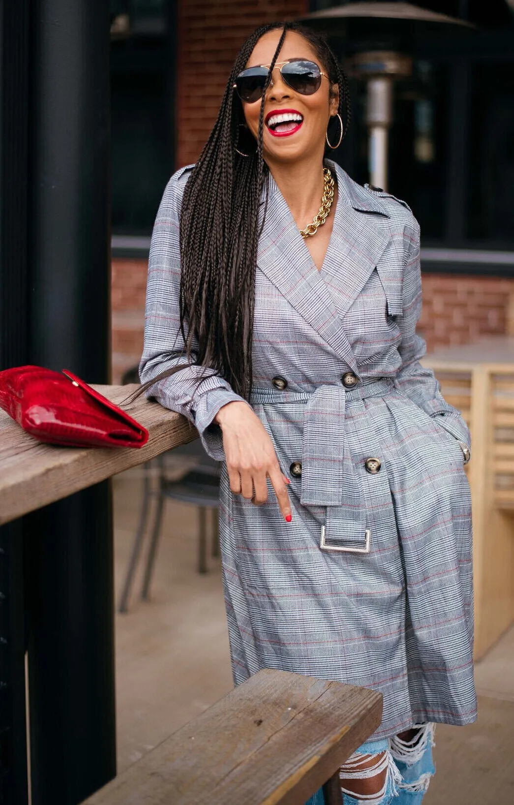Eye-Spy Double Breasted Trench Coat