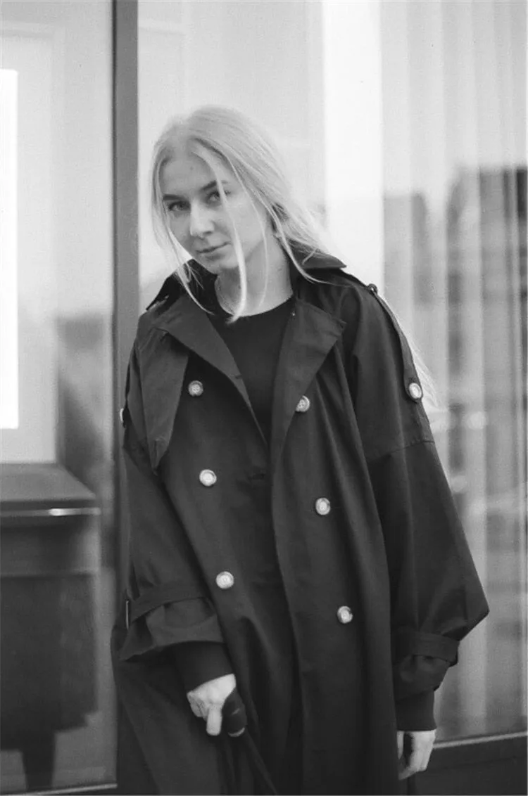 Fashion Fall Winter casual cotton trench coat with sashes oversize vintage long coats overcoats