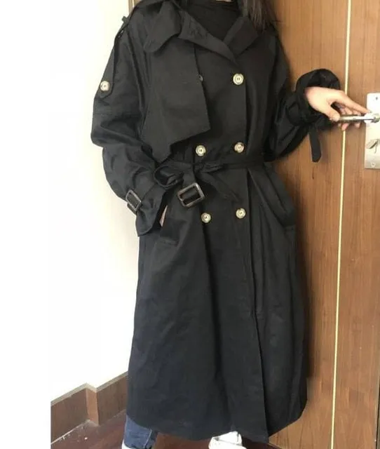 Fashion Fall Winter casual cotton trench coat with sashes oversize vintage long coats overcoats
