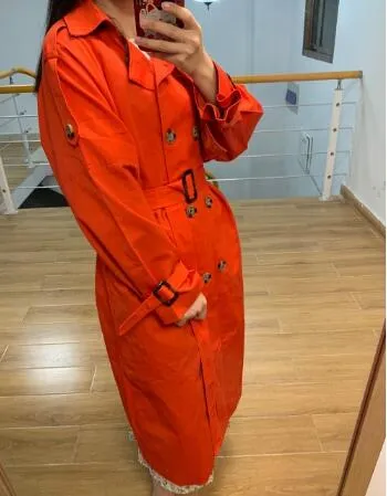 Fashion Fall Winter casual cotton trench coat with sashes oversize vintage long coats overcoats