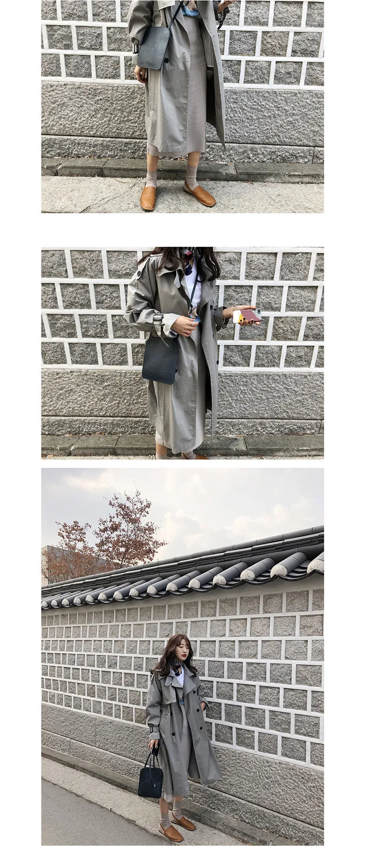 Fashion Fall Winter casual cotton trench coat with sashes oversize vintage long coats overcoats