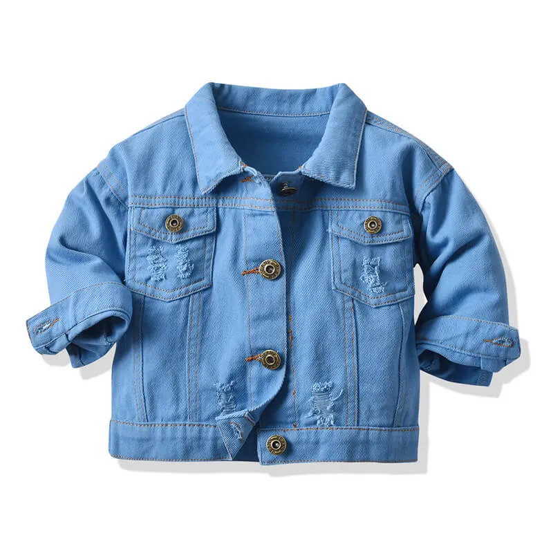 Fashion Super Short Denim Kids Ripped Denim Jeans Jacket