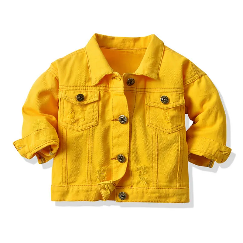 Fashion Super Short Denim Kids Ripped Denim Jeans Jacket