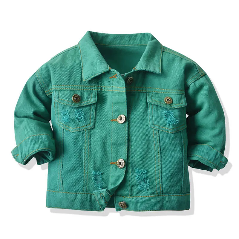 Fashion Super Short Denim Kids Ripped Denim Jeans Jacket